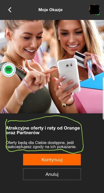 widok ekranu 'Moje okazje' przy nieudzielonych zgodach