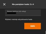 krok 2 z 4 przy odzyskiwaniu hasła w apce Mój Orange