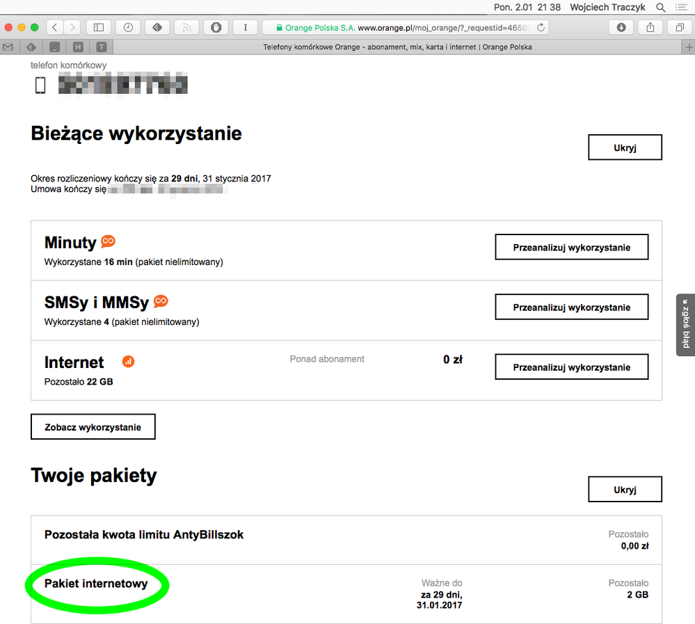 Zrzut ekranowy z Mój Orange.