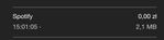 Aplikacja mobilna mój Orange. Widać 2.1 MB zużyte na spotify