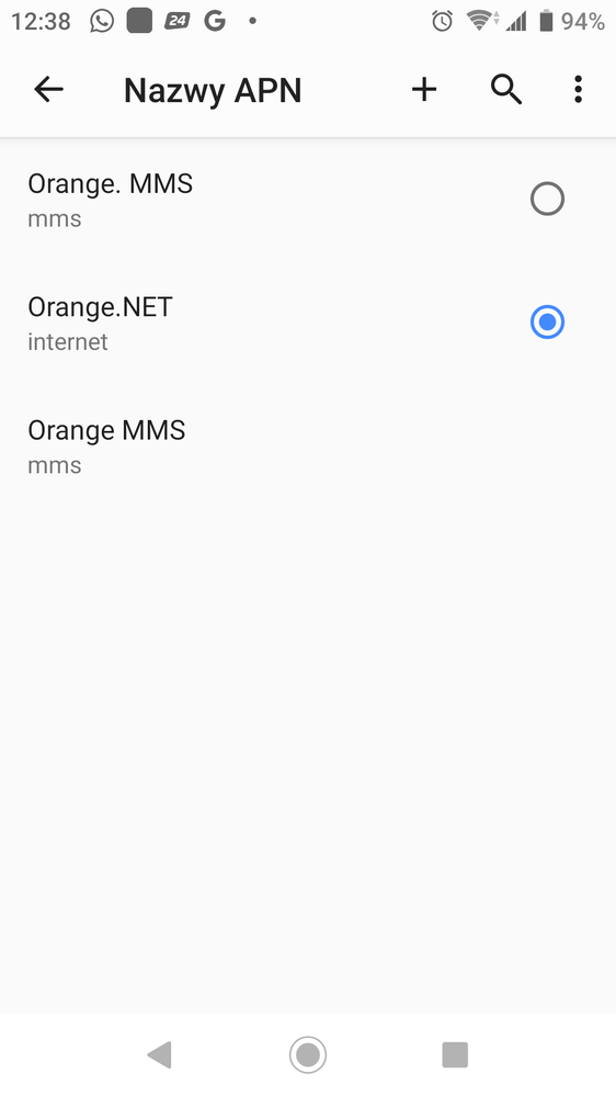 Zrobiłem wg zaleceń nic nie działa.Orange MMS nir można skasować , a kropka można zaznaczyć tylko jeden wybór