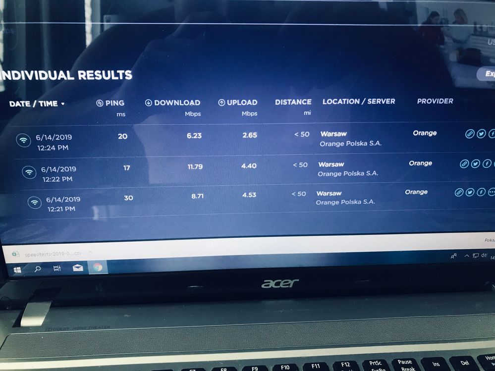 3 razy robiony test przez kabel w odstępie 3 minut