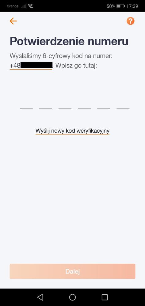 Kod przychodzi w wiadomości SMS na podany numer.
