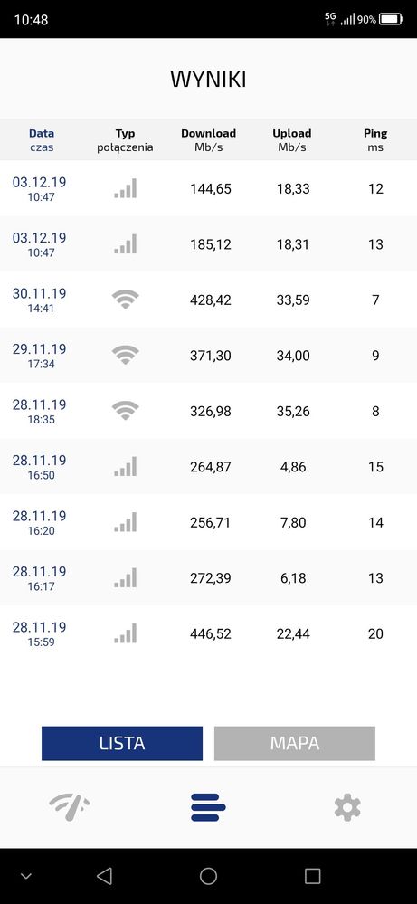 Pozdrawiam z Dworca Centralnego, dwa pomiary robione na zewnątrz.  Na załączonym scren