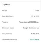 fragment ekranu 'O aplikacji' w Google Play