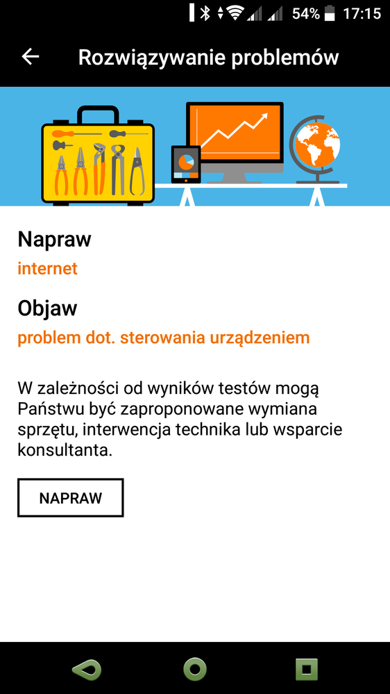 wybrałem jedną z opcji Internetu