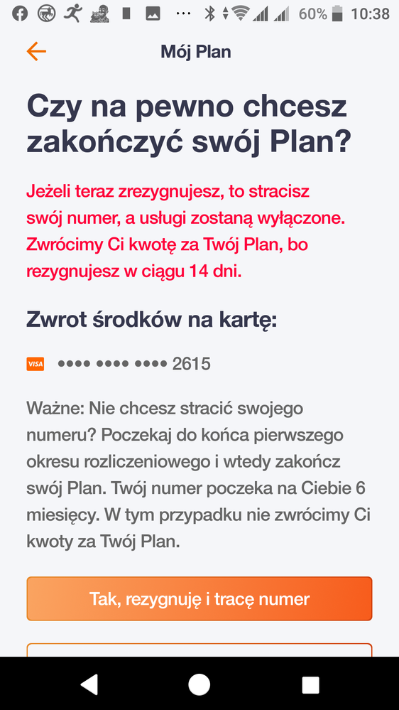 ekran, po kliknięciu  "Zakończ swój Plan"