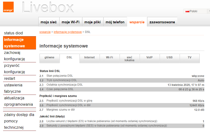 Screen, o który prosiłeś, a co do YouTube to odtwarzałem go na komputerze będąc połączony z Liveboxem.