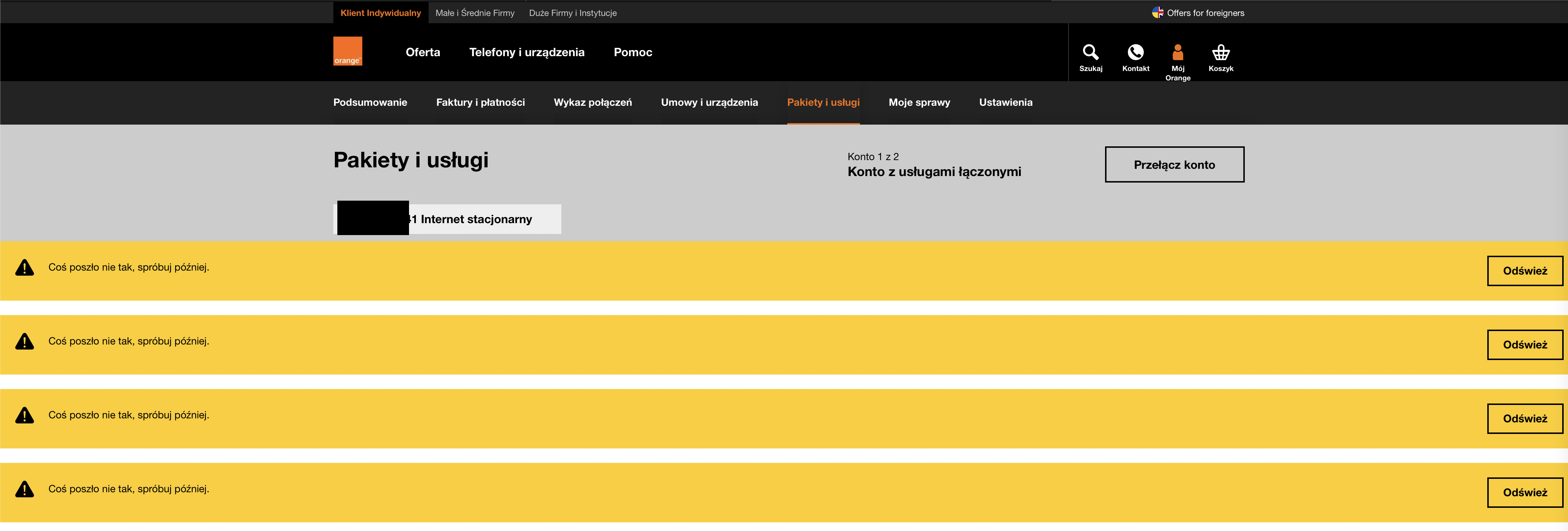 Rozwiązano Od roku nie działa mi aplikacja Mój Orange Nasz Orange