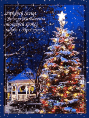 Duża choinka ozdobiona na Boże Narodzenie.gif