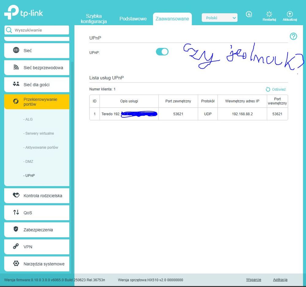 pytanie, czy jednak działa mi UPnP bo widzę jakąś usługę, do tego widzę opcję aktywowania portów, to jak to jest moge hostować gry czy nie