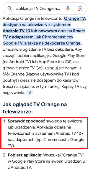 Opis z frazy w Google