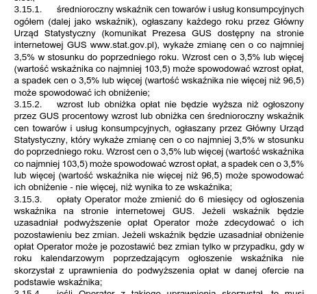 Fragment Regulaminu świadczenia usług telekomunikacyjnych w ofercie na kartę Orange