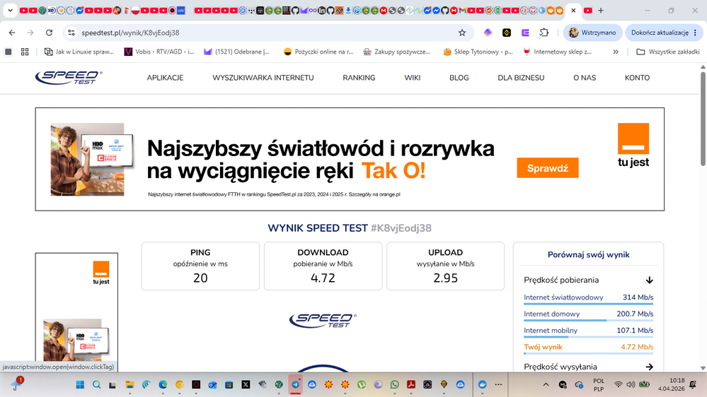 Test pomiaru szybkości internetu - SpeedTest.pl  #K8vjEodj38