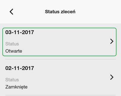 Lista zleceń (apka Mój Orange)