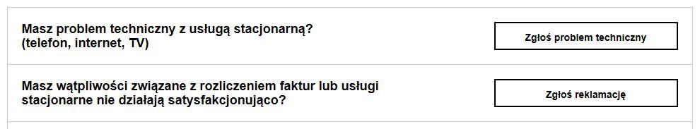 Tematy do wyboru w sekcji 'Zgłoś sprawę'