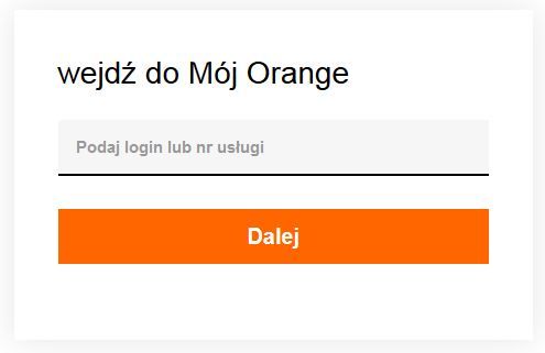 okienko logowania do Mój Orange