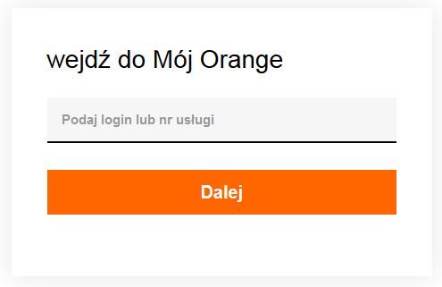 okienko logowania do Mój Orange