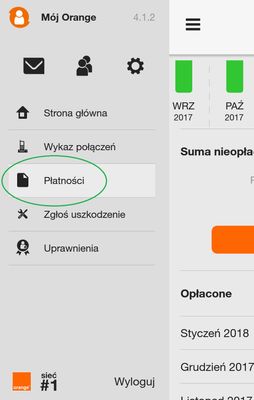 boczny panel i ekran 'Płatności'