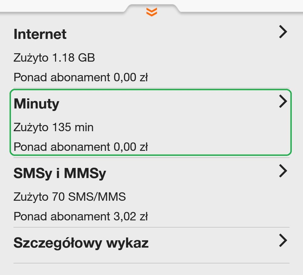 ekran 'Wykaz połączeń'