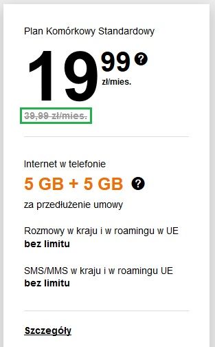 wycinek ze strony prezentującej aktualną ofertę