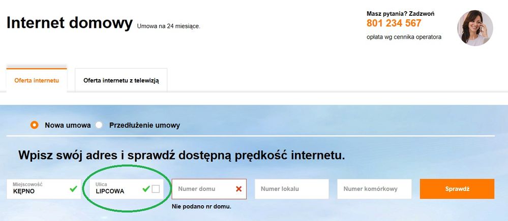 strona do zamawiania Światłowodu Orange