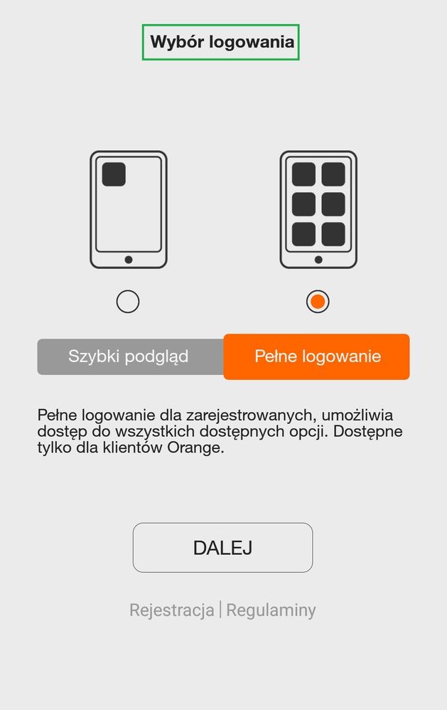 ekran 'Wybór logowania'